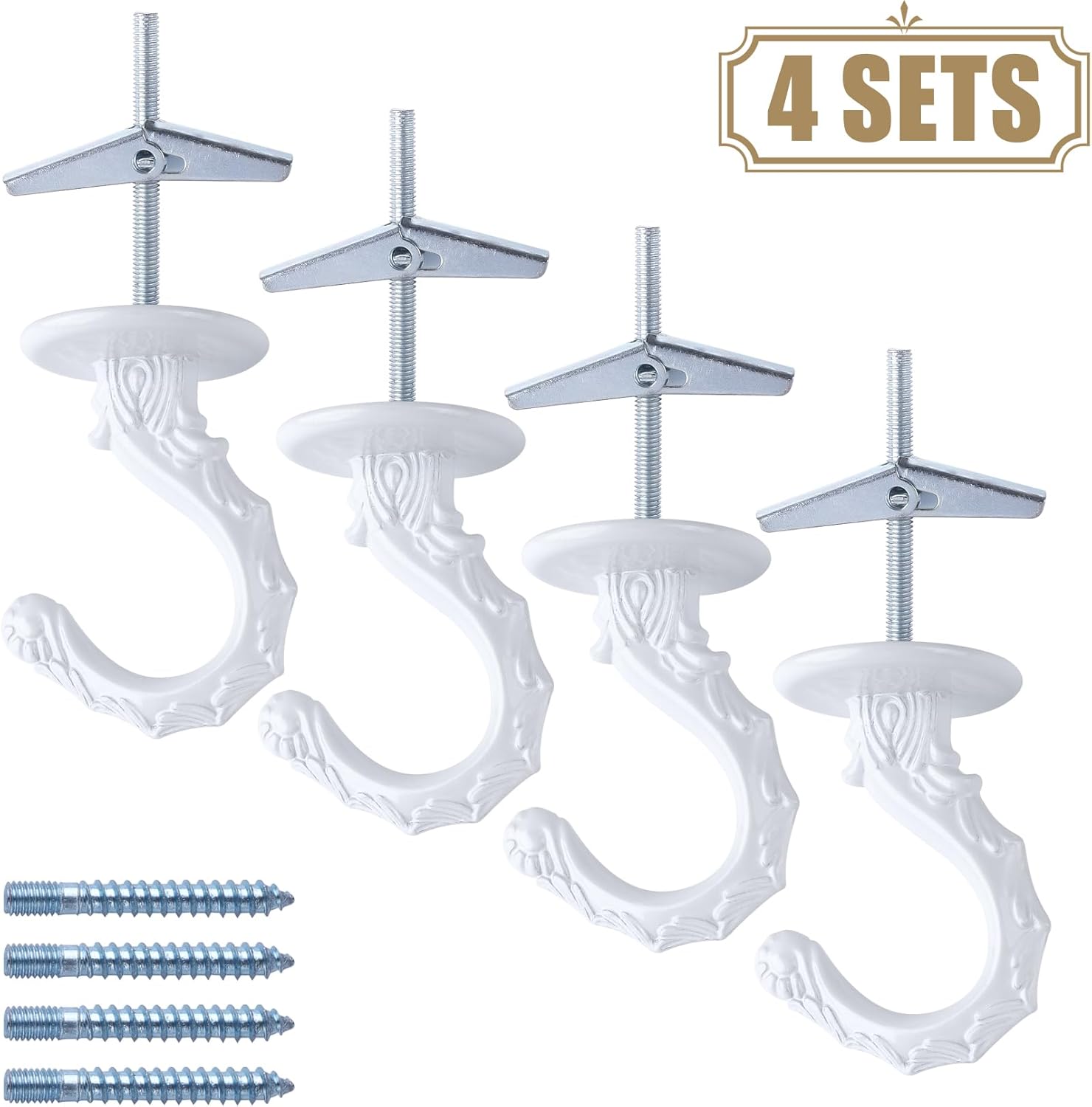 4 Sets Swag Hooks for Ceiling and Wall Hanging Heavy Duty Metal Hooks with Load Capacity 26 Lb