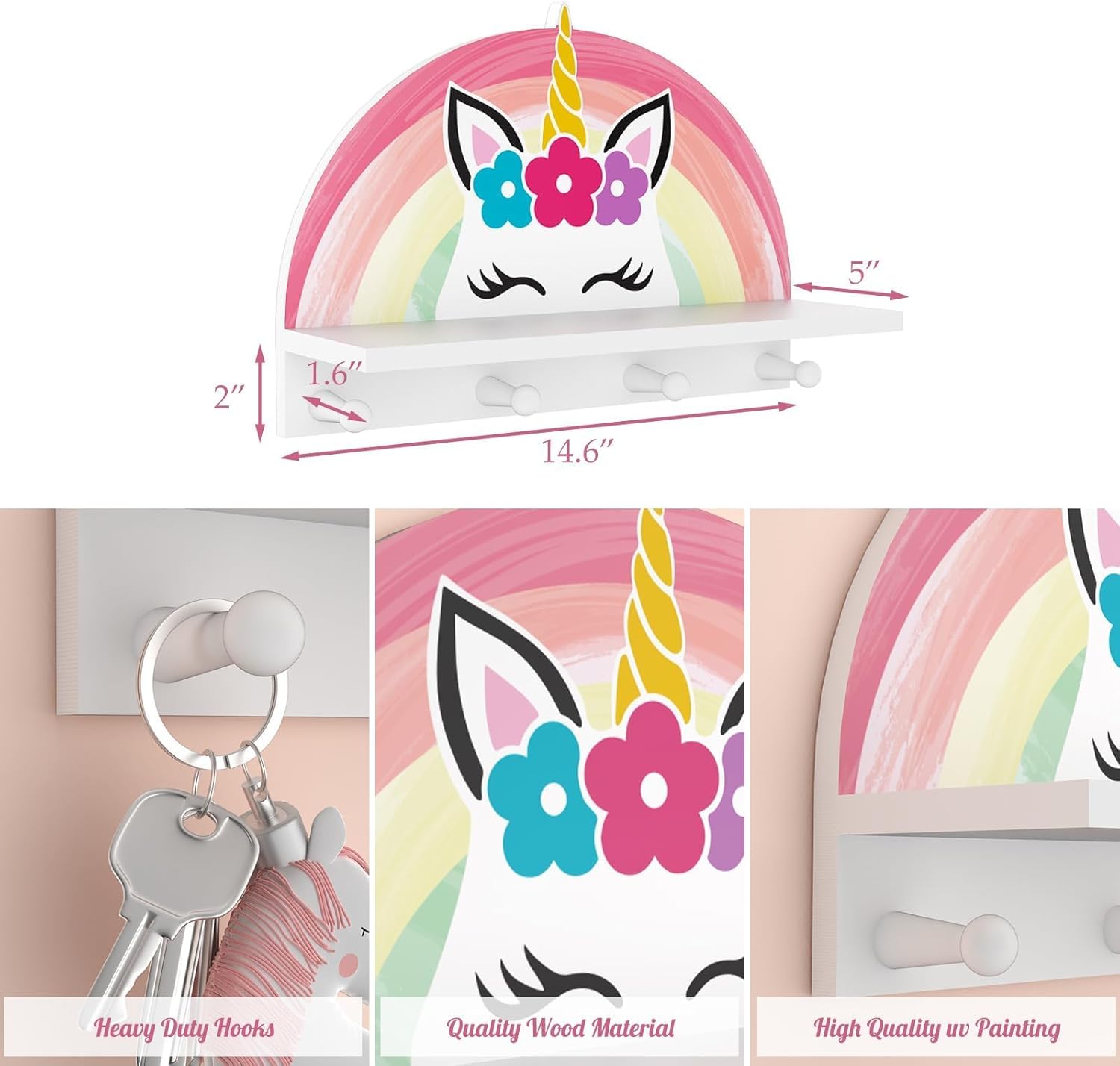 Garybank Unicorn Wall Shelf Decor for Girls Room
