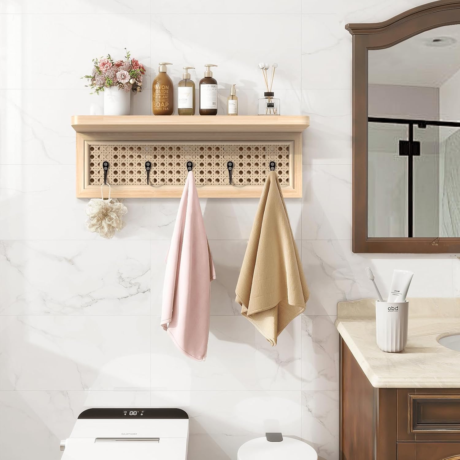 Homode Wall Mount Coat Rack with Shelf and Hooks 1