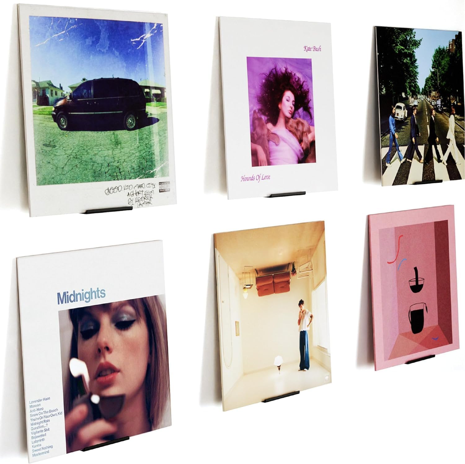 Vinyl Record Display Shelf - 6 Wall Mount Holders for Floating Display