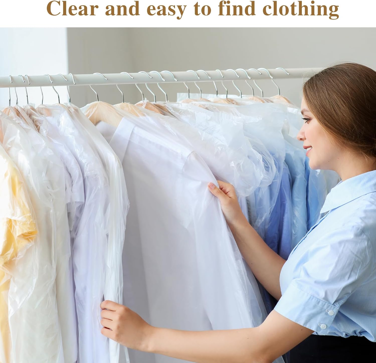 20 Pack Clear Clothes Covers for Hanging Garments Plastic Dry Cleaning Bags