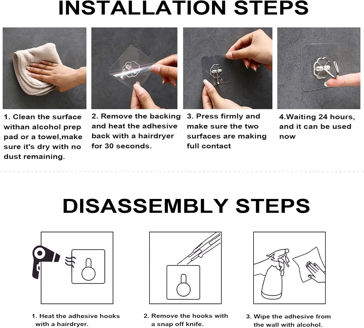 16 Pack Heavy Duty Stainless Wall Hooks with Self Adhesive