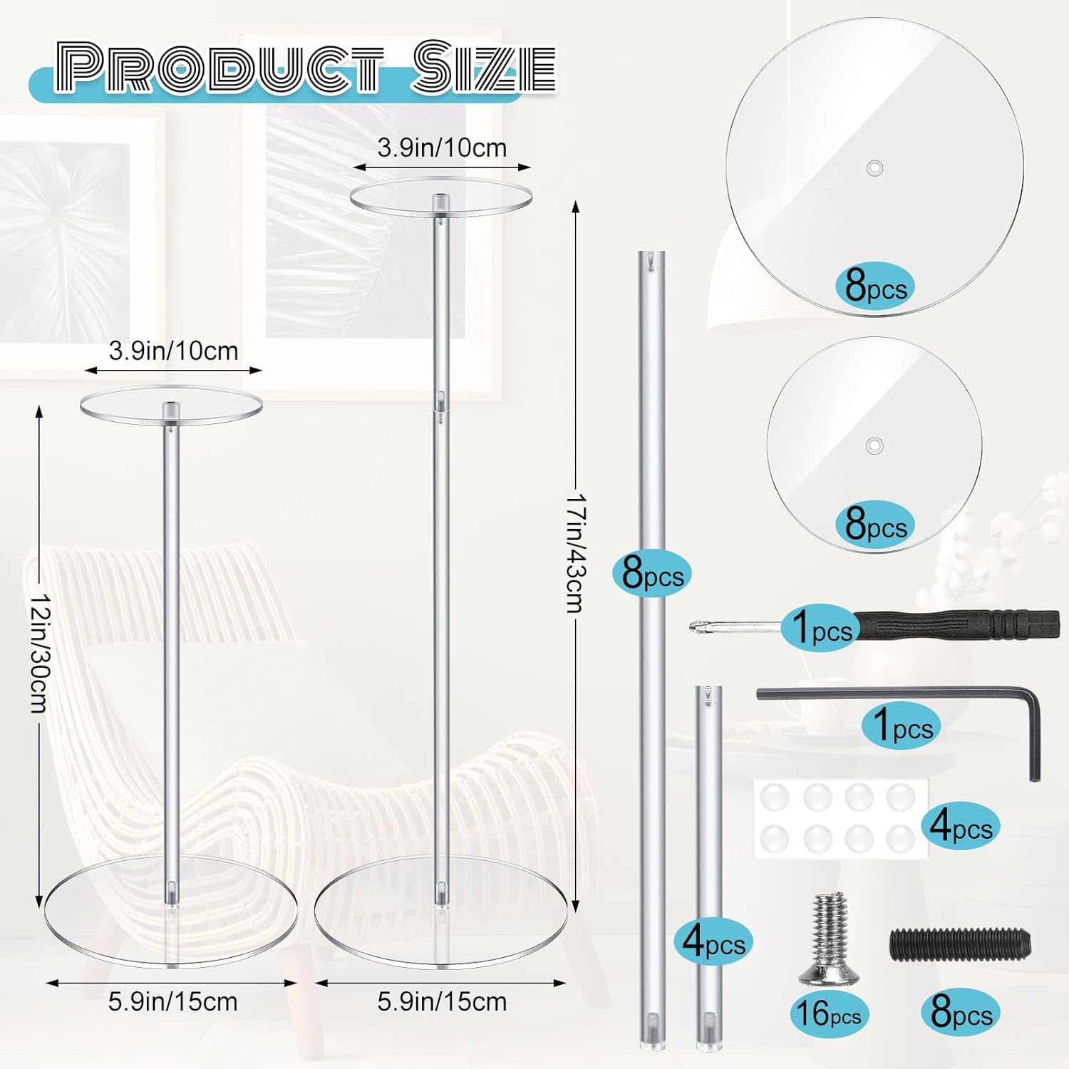 Geetery 8 Pcs Acrylic Hat Stand Adjustable Display Rack