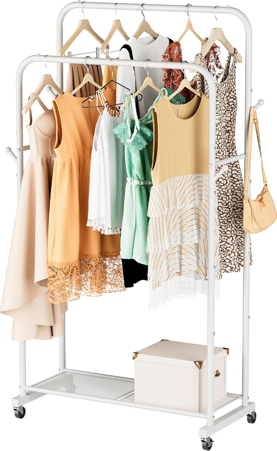 SINGAYE Freestanding Metal Garment Rack with Wheels for Hanging Clothes