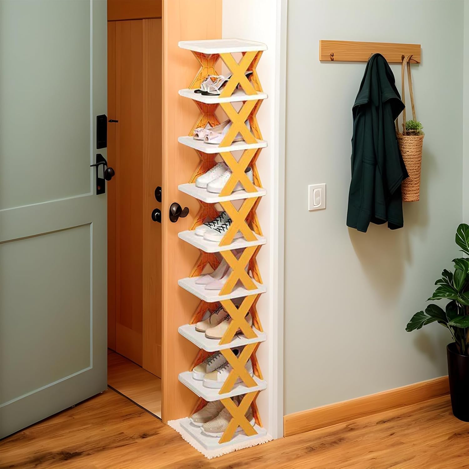 Tall Narrow Shoe Rack for Corner Storage
