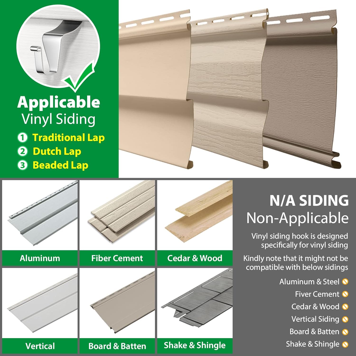 Stainless Steel Vinyl Siding Hooks 10 Pack