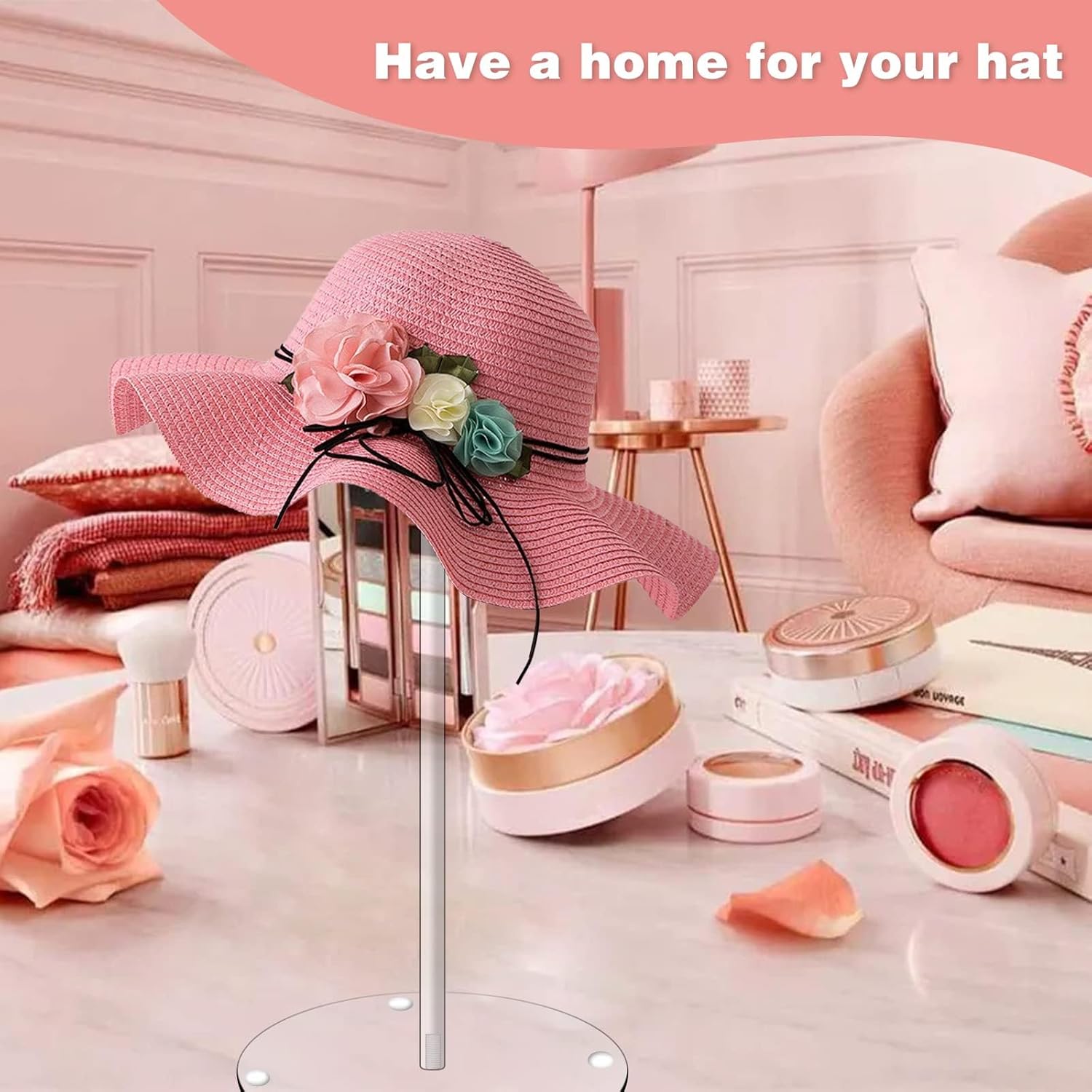 Acrylic Hat Display Stand 3 Pack - Thick Base for Helmet and Wig