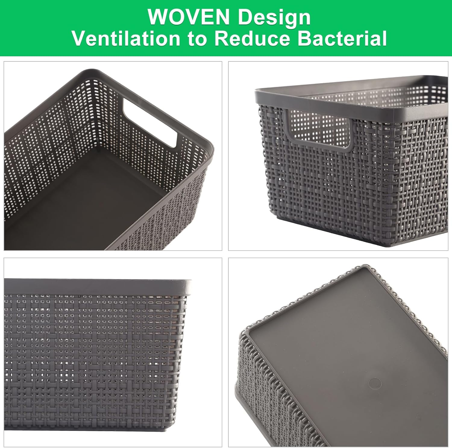 6 Pack Stackable Plastic Baskets With Lids