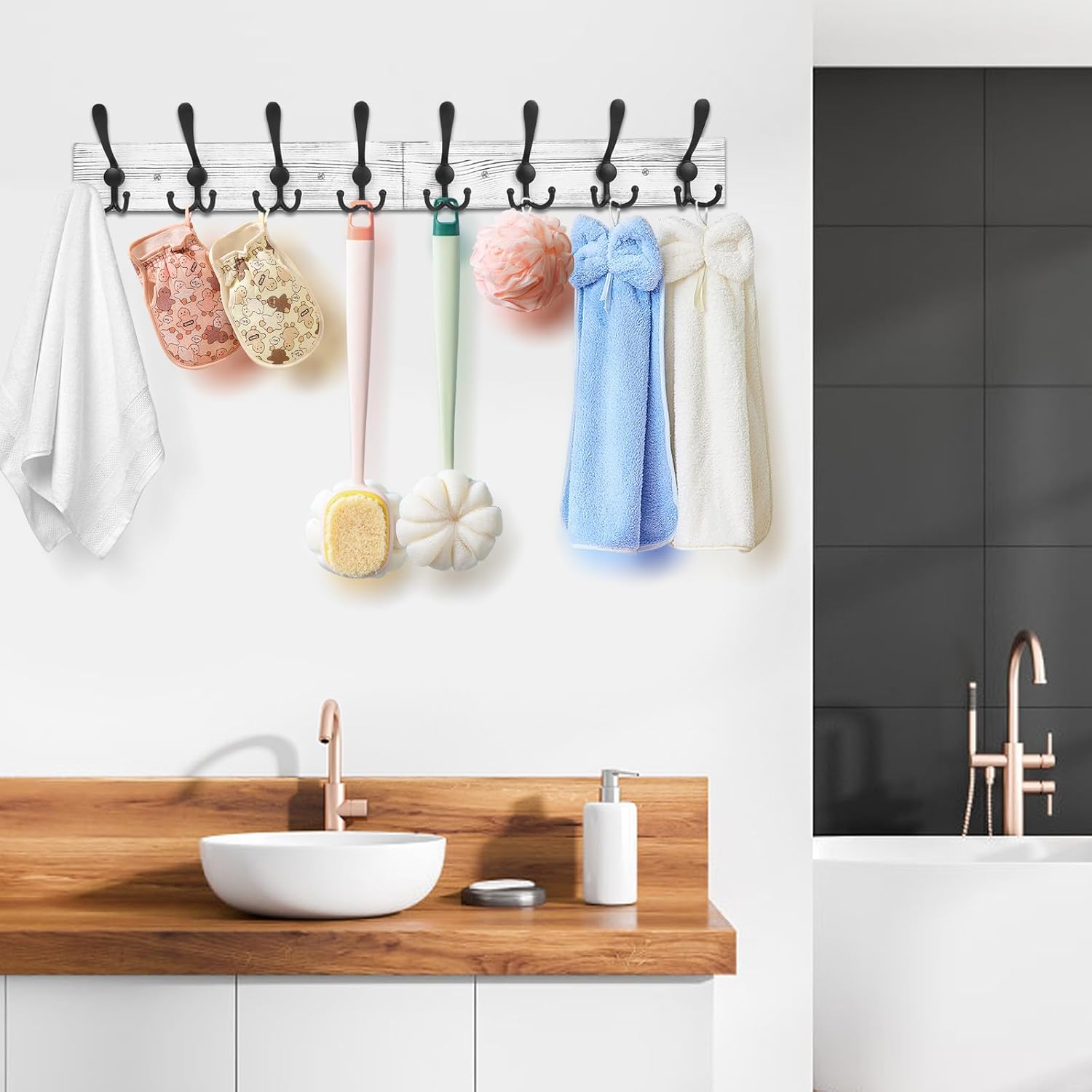 IBosins Wall Mounted Coat Rack with 8 Hooks