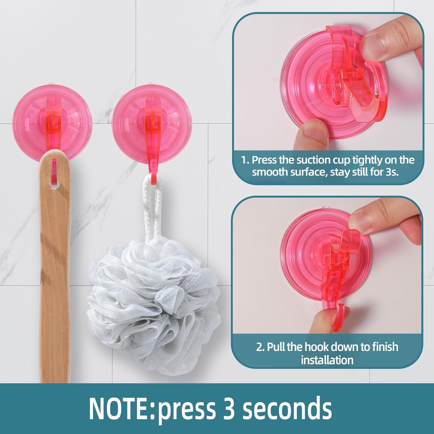 Suction Cup Hooks with Dual Hooks 5pcs Orange