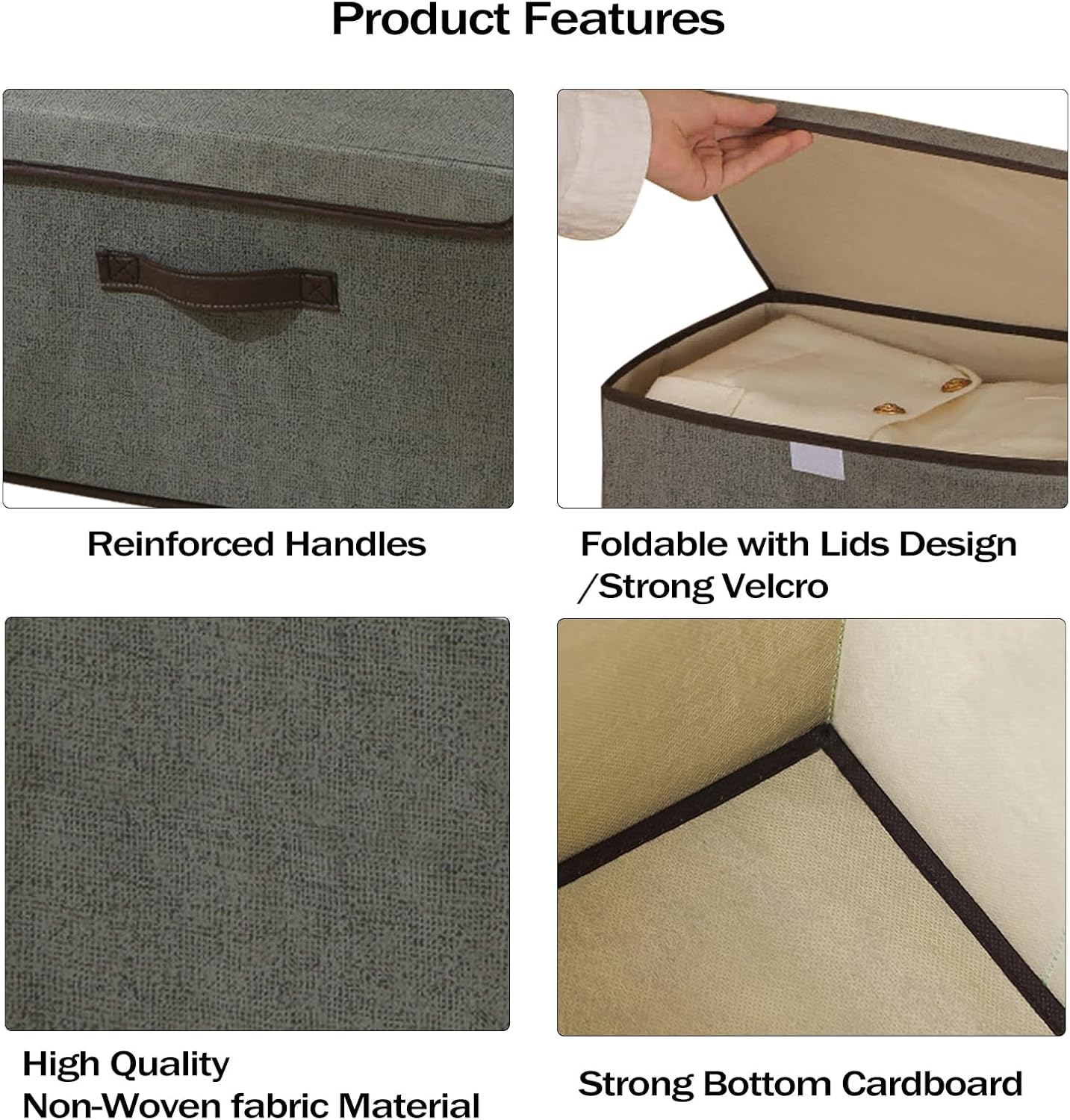 4Pack Large Storage Bins with Lid Grey