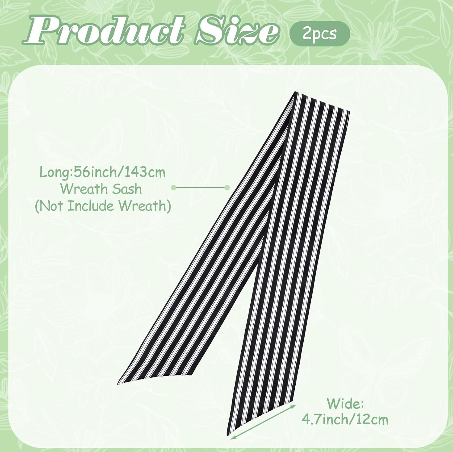 Elegant Black and White Wreath Sash for Front Door