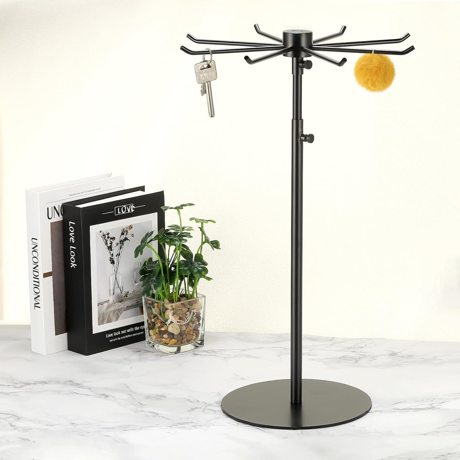 Uxcell Keychain Display Stand with 8 Hooks and 360 Degree Rotation
