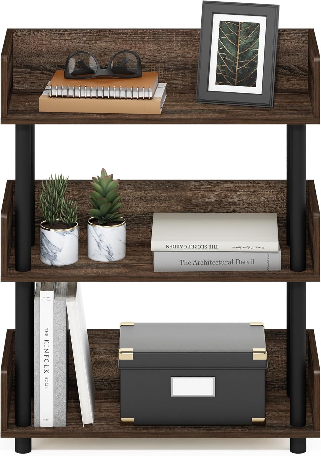Furinno 3-Tier Display Rack with Back and Side Panel