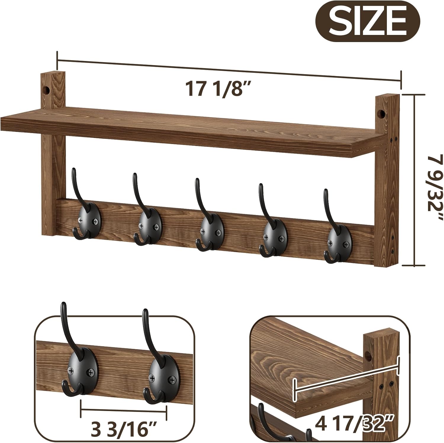 AMBIRD Wall Hooks with Shelf Organizer