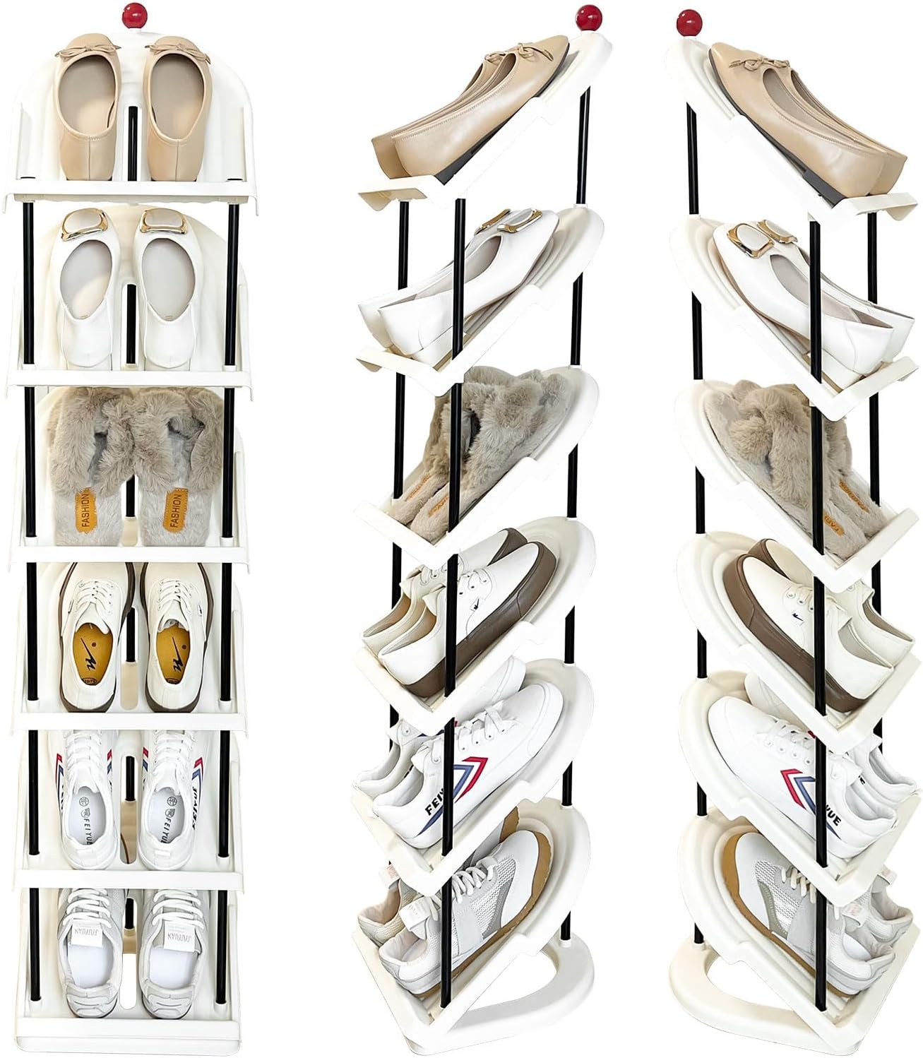 Narrow 6 Tier Plastic Shoe Rack for Home Entryway and Corner
