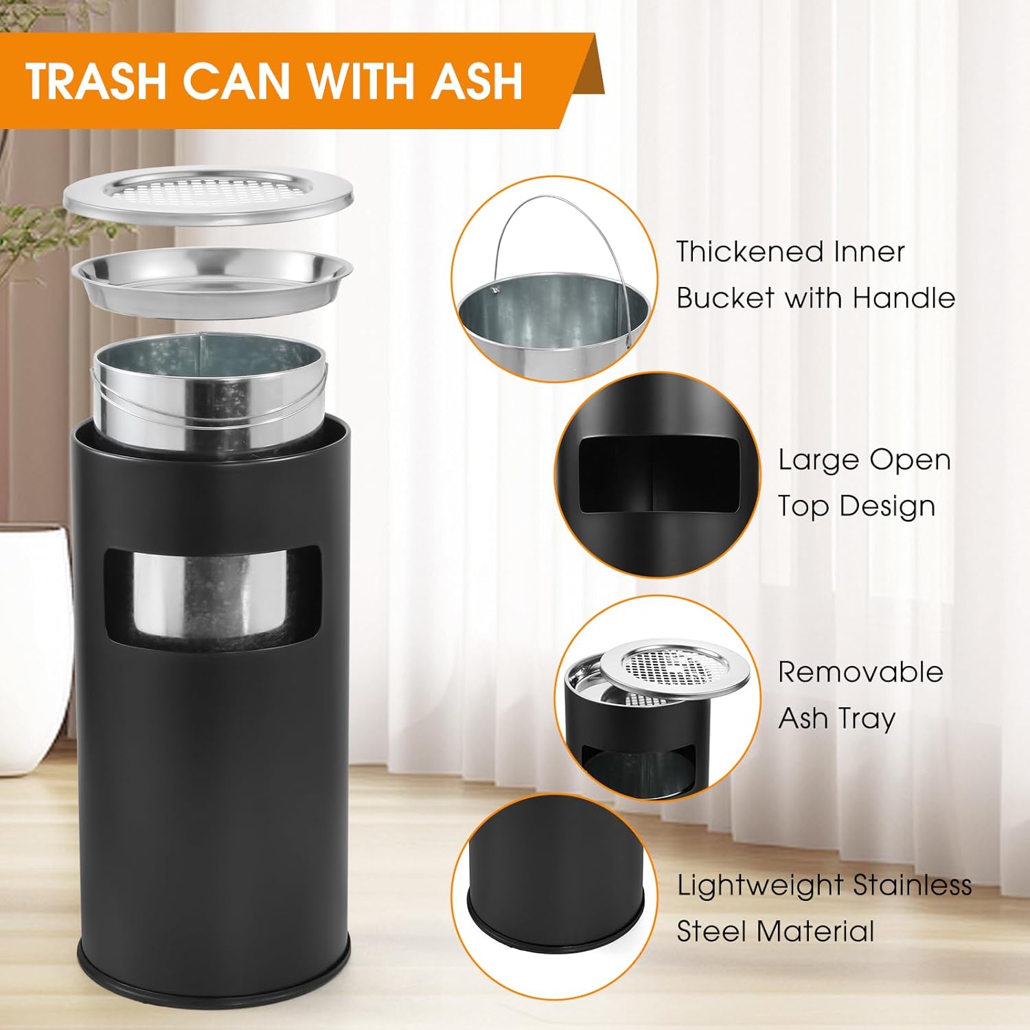 Hiteemer Outdoor Trash Can with Lid 118 x 24 Inch
