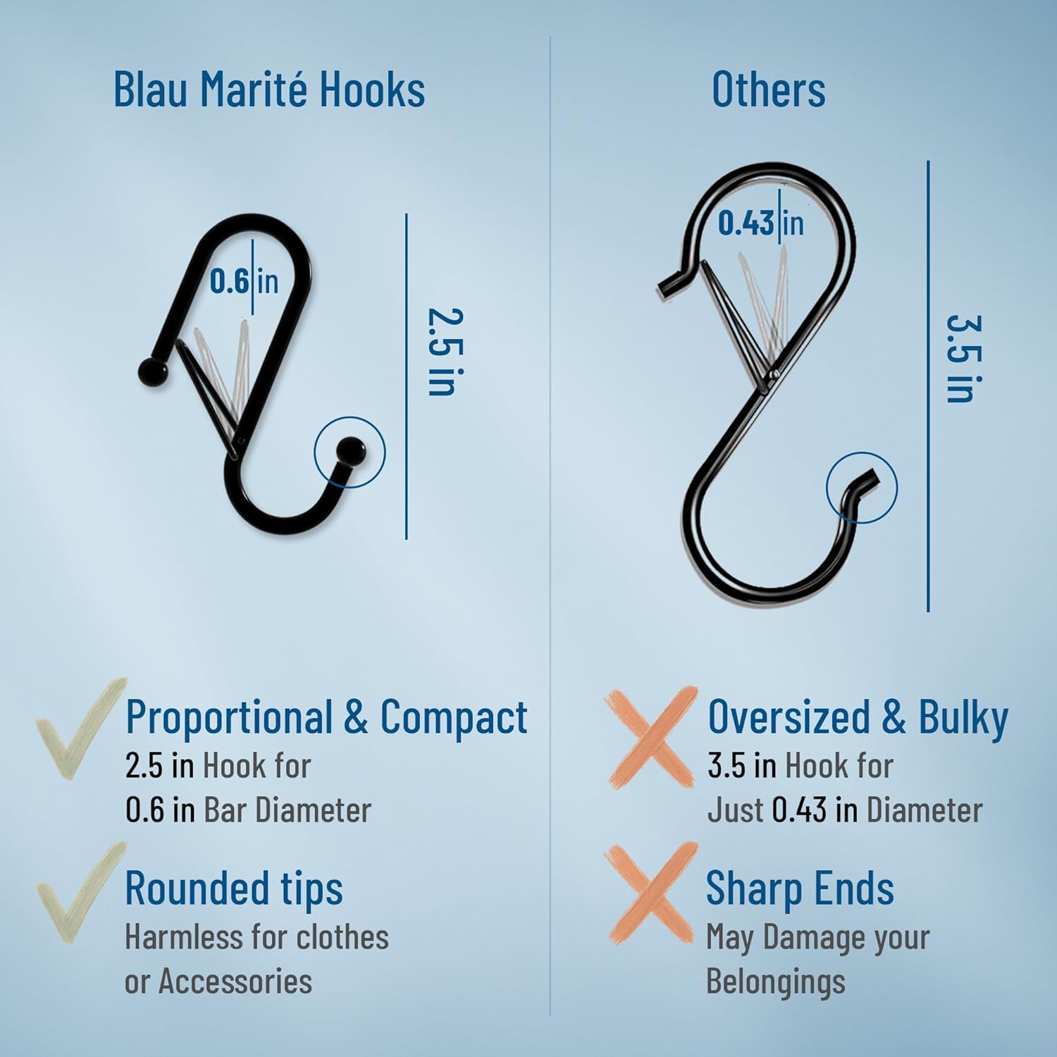 10-Pack Silver S Hooks with Safety Buckle