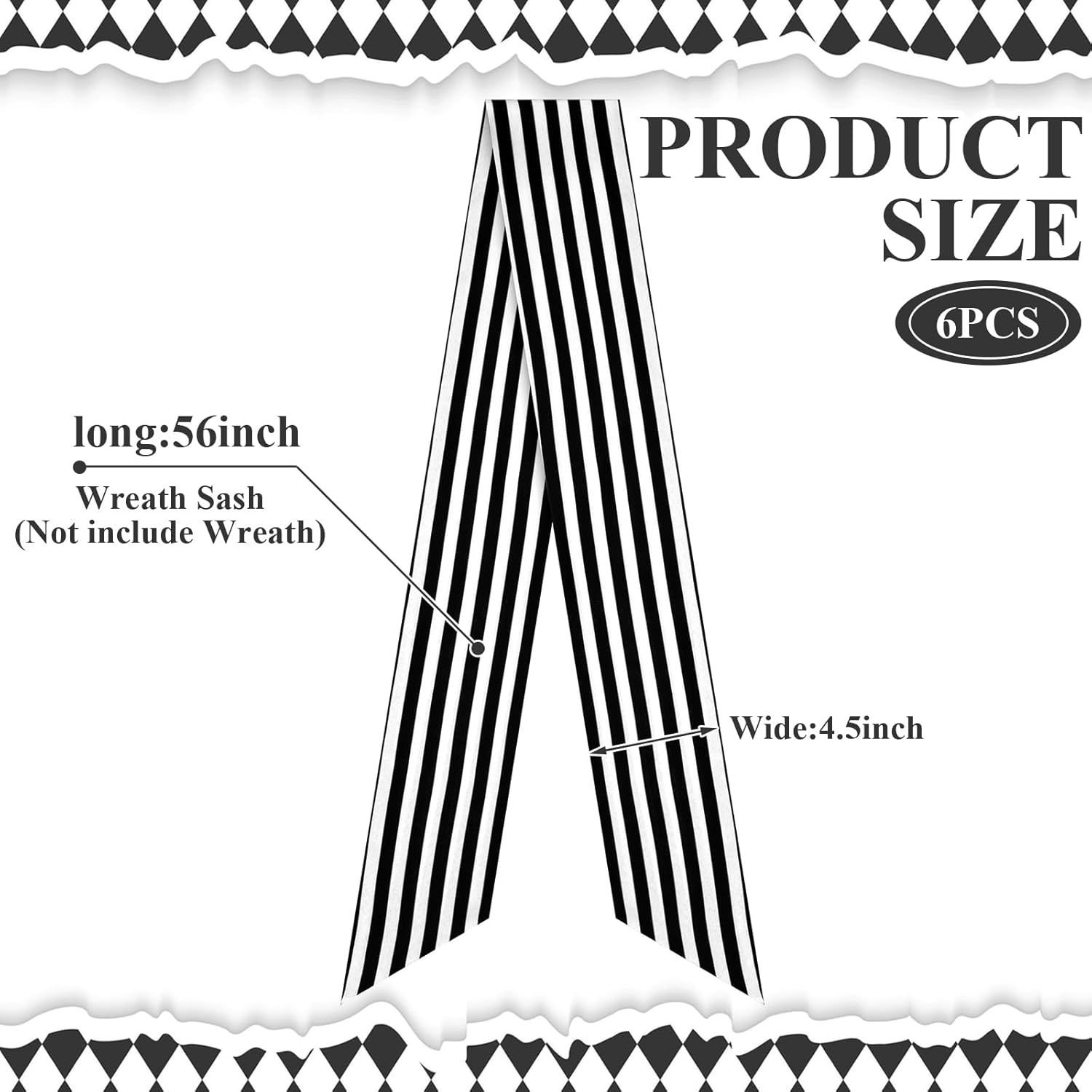 XunYee 6 Piece Black and White Wreath Sash Set