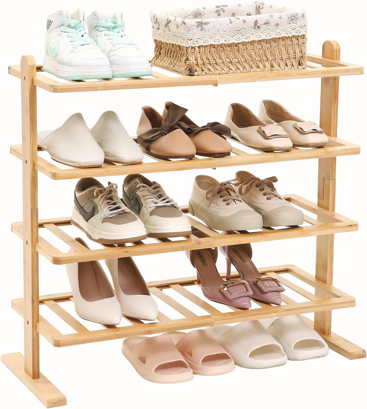 Varhomax Bamboo Shoe Rack 4 Tier Free Standing