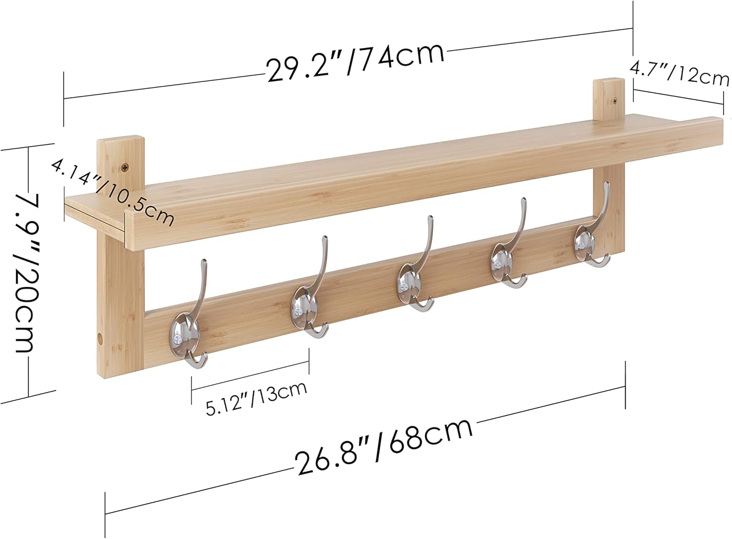 SMIBUY Wall-Mounted Coat Hooks with Shelf 292 Inch Entryway Organizer