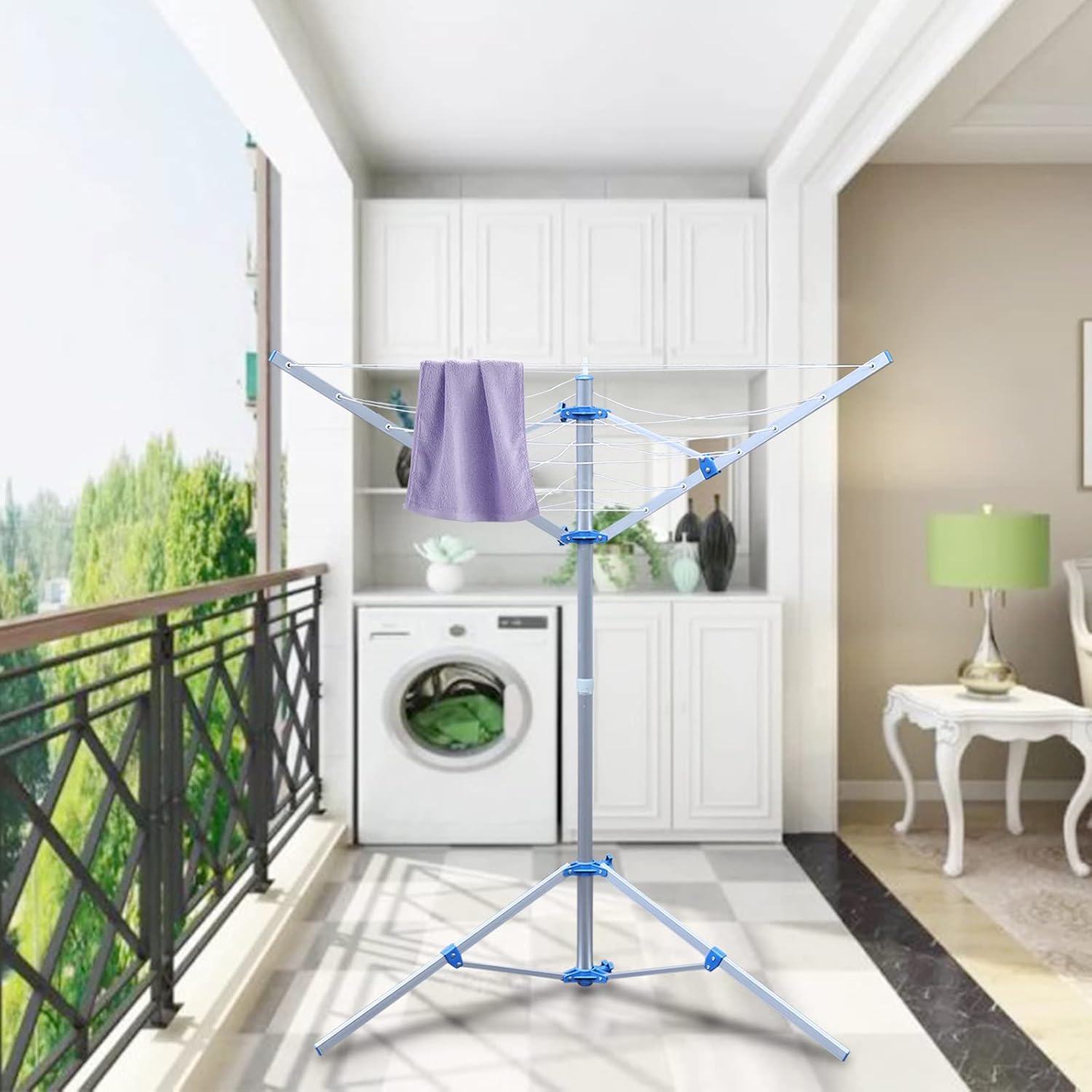 Rotary Clothes Drying Rack 60 Inch 3 Arms Metal