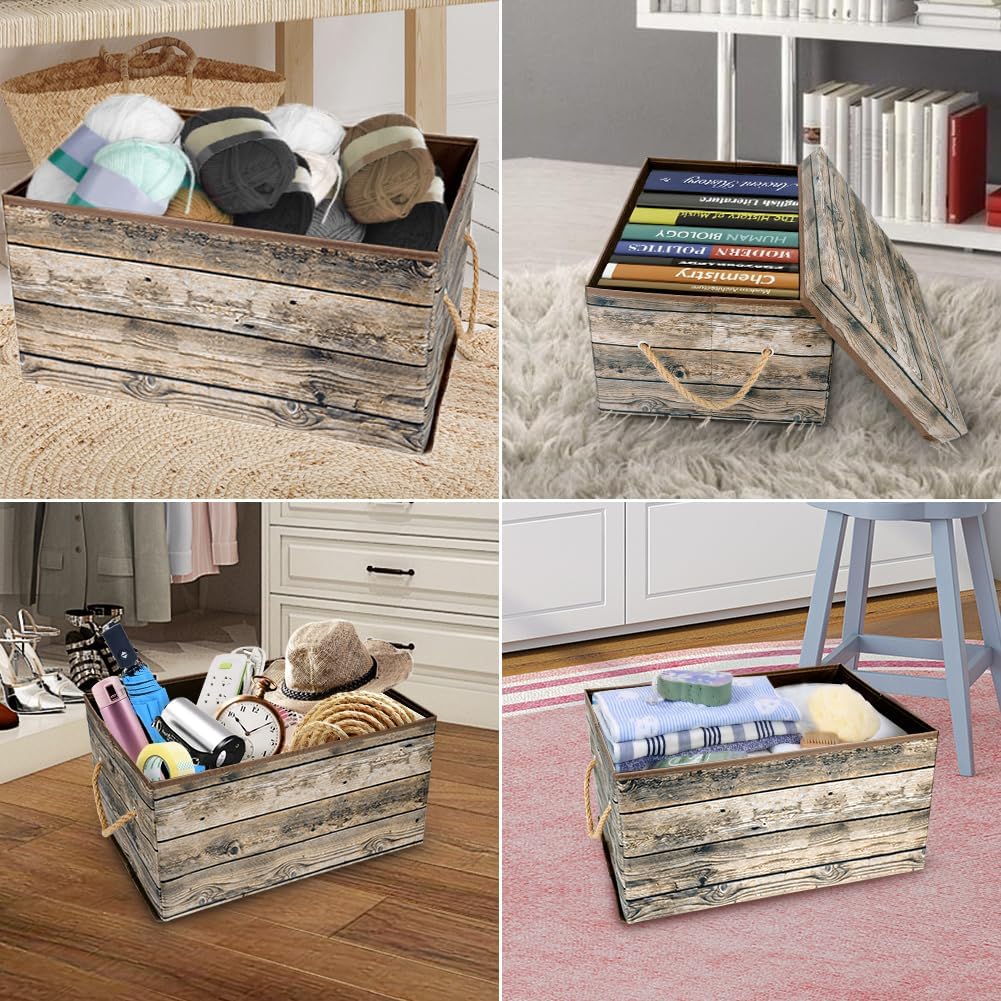 Livememory Lidded Storage Box with Handles and Lids
