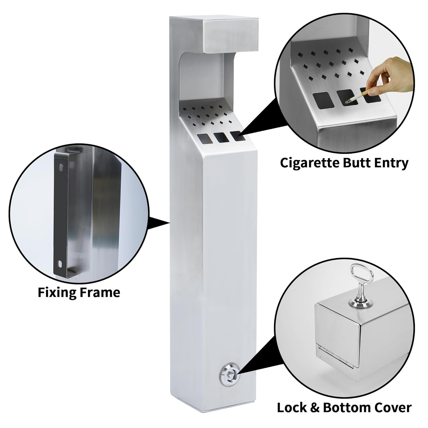 AIWFL Large Capacity Wall Mounted Trash Can Stainless Steel Outdoor Rainproof 19 Inch