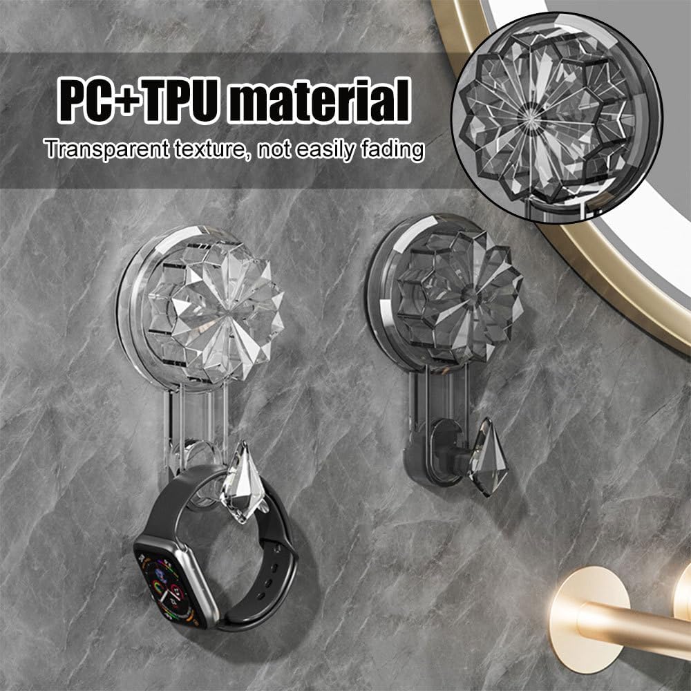 4Pcs Suction Hooks Heavy Duty Wreath Hangers Waterproof Reusable for Bathroom Kitchen Bedroom Living Room Cabinet