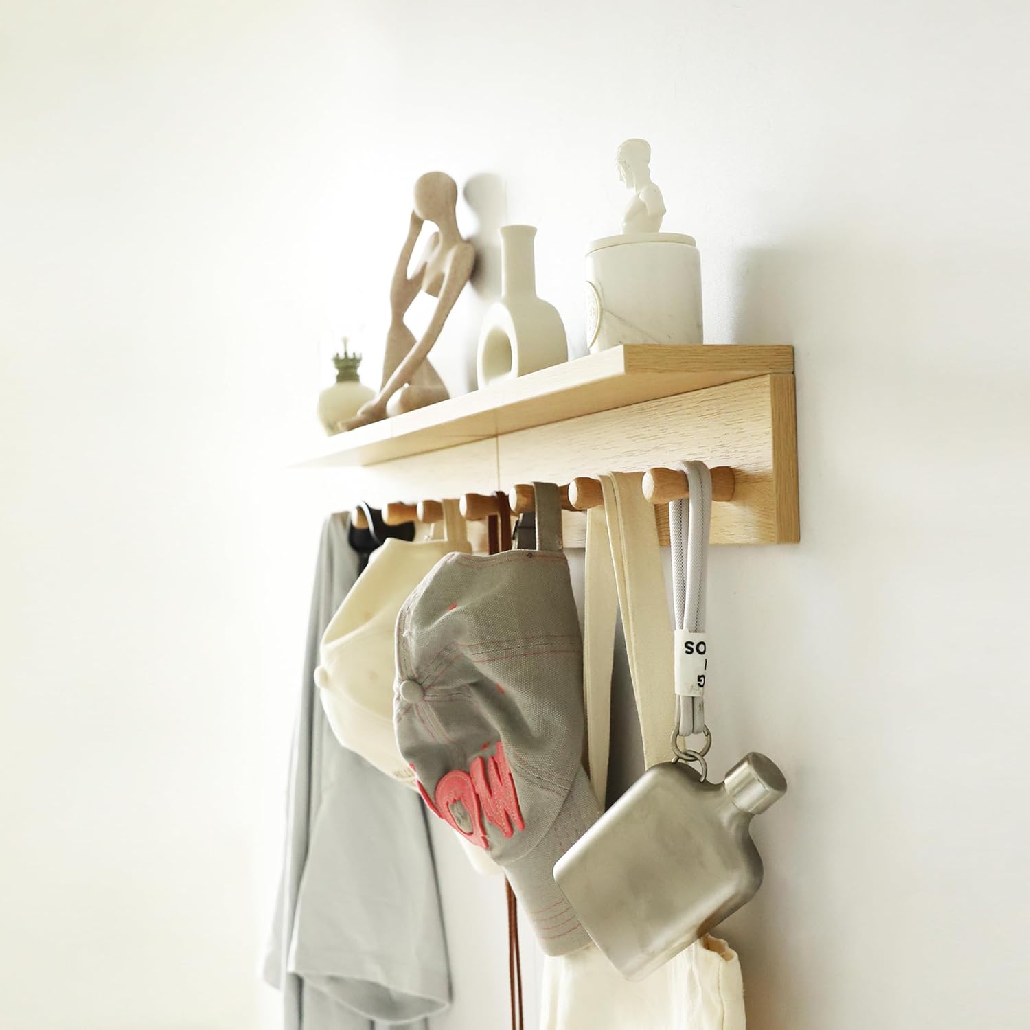 Wall Mount Coat Rack with Shelf and Hooks