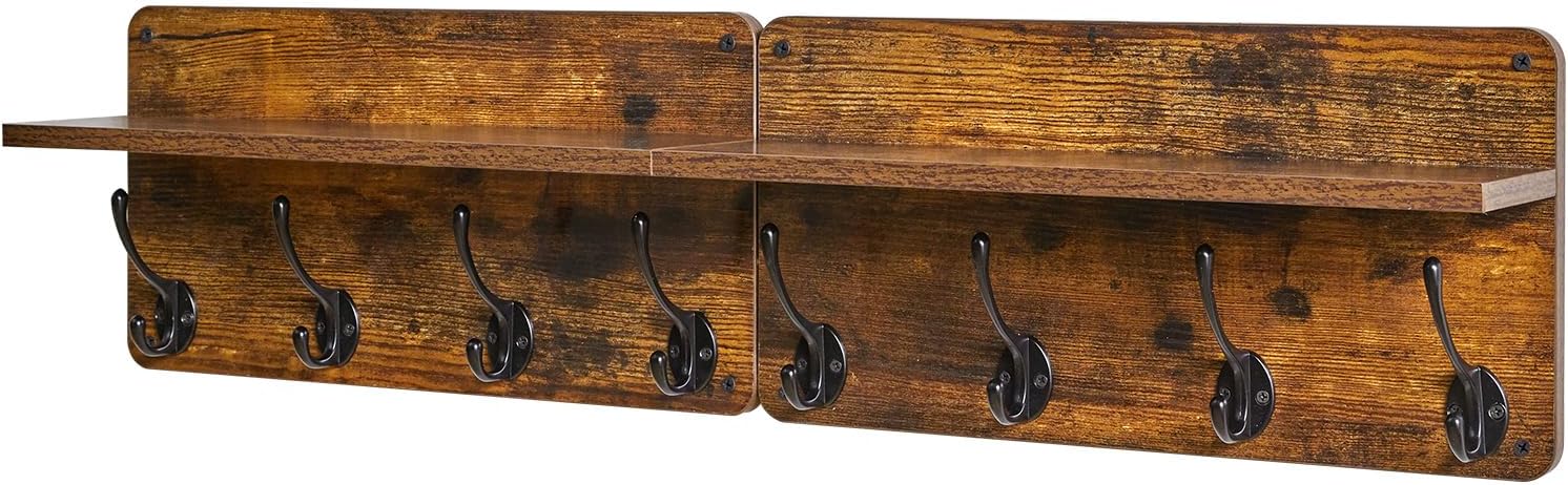 YMYNY Wall Mounted Coat Rack with 8 Hooks and Shelf