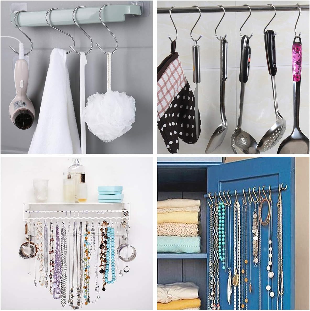 18 Pack S Shaped Heavy Duty Hooks for Kitchen Bathroom Garage Bedroom Garden