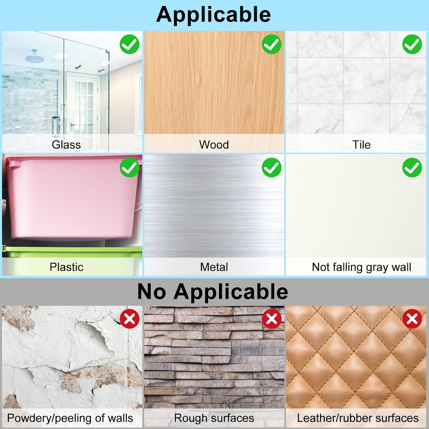 Vivinin 15 Pack Shower Caddy Adhesive Hooks No Drilling