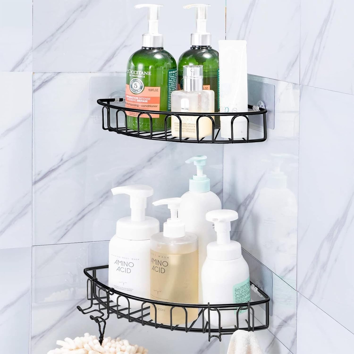 Vivinin 15 Pack Shower Caddy Adhesive Hooks No Drilling