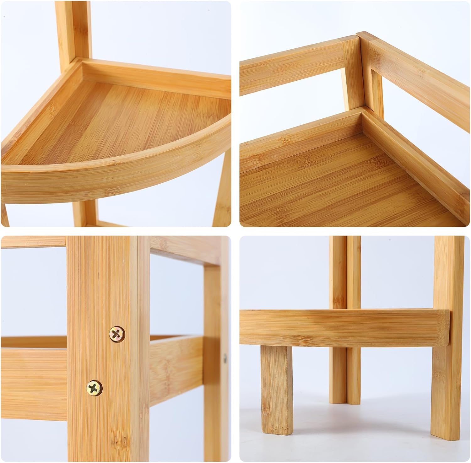 3-Tier Bamboo Corner Shelf for Small Spaces