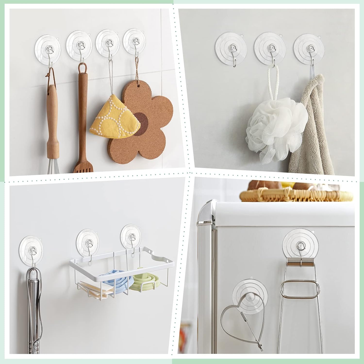 VISV 25 Inch Clear Suction Cup Hooks 10 Pcs