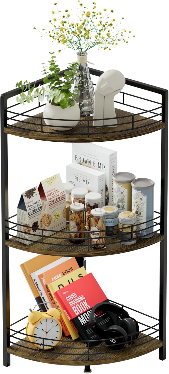 BUTUNITA 3-Tier Corner Shelf Unit - Brown