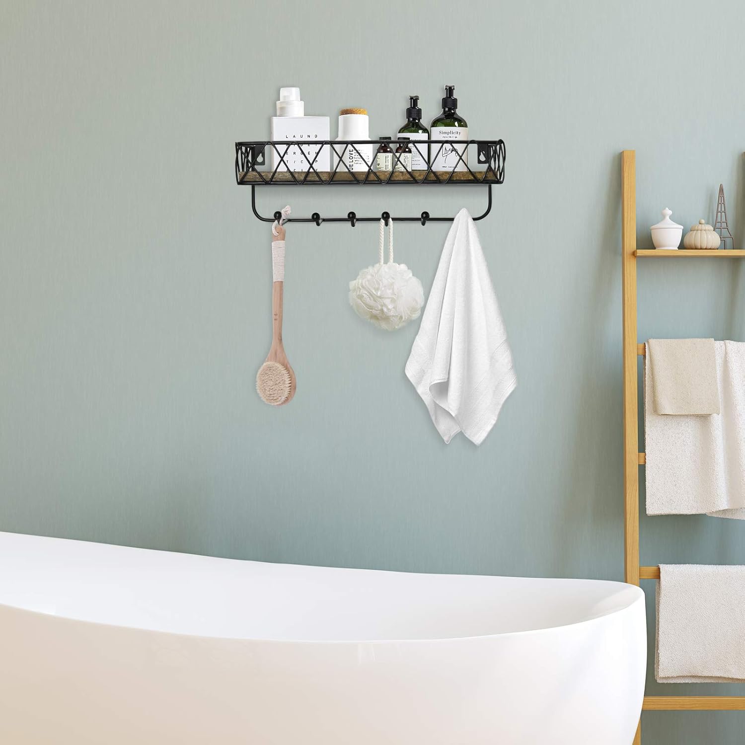 Wall Mounted Key and Mail Holder with Shelf
