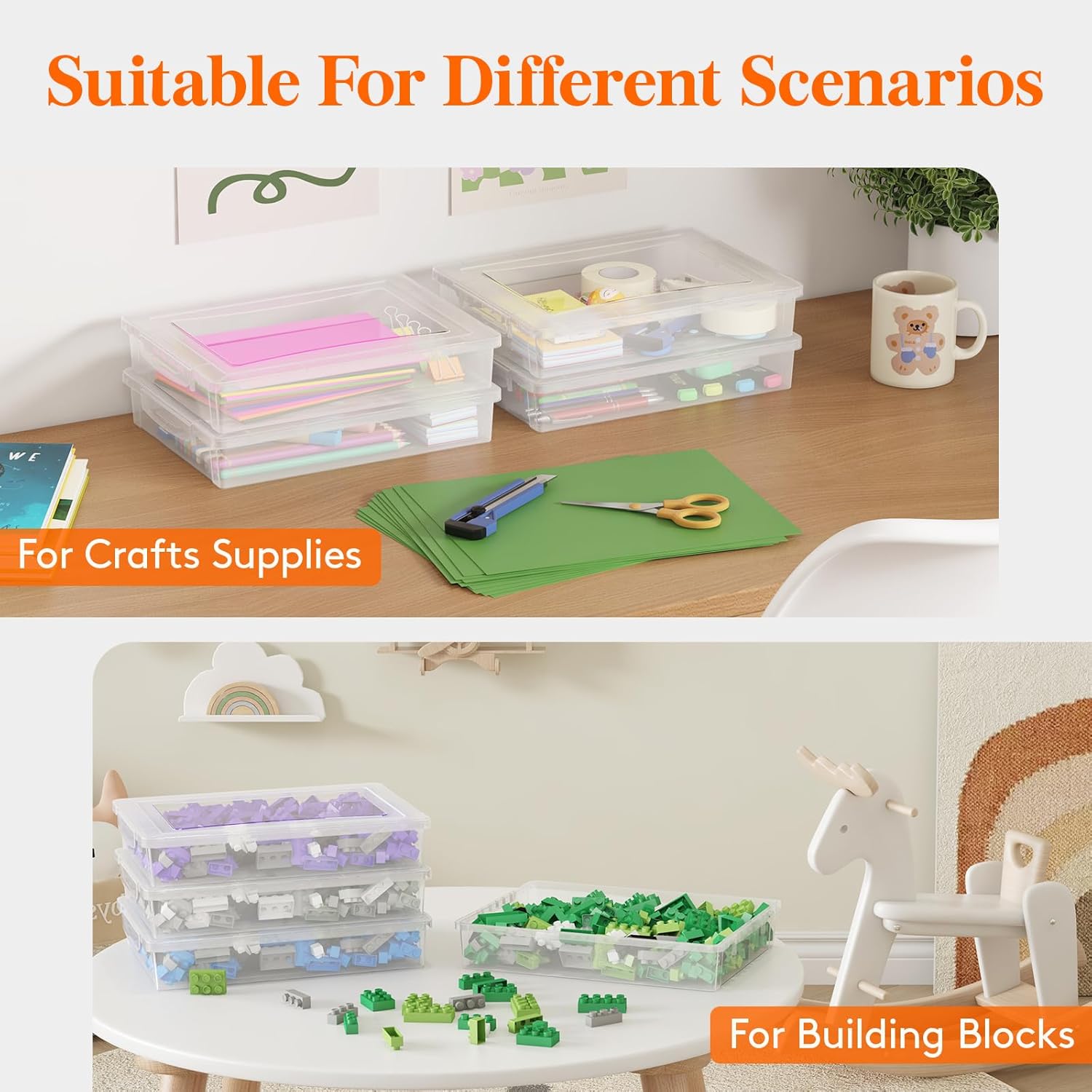 Lifewit 4 Pack Clear Plastic Storage Boxes with Latching Lids