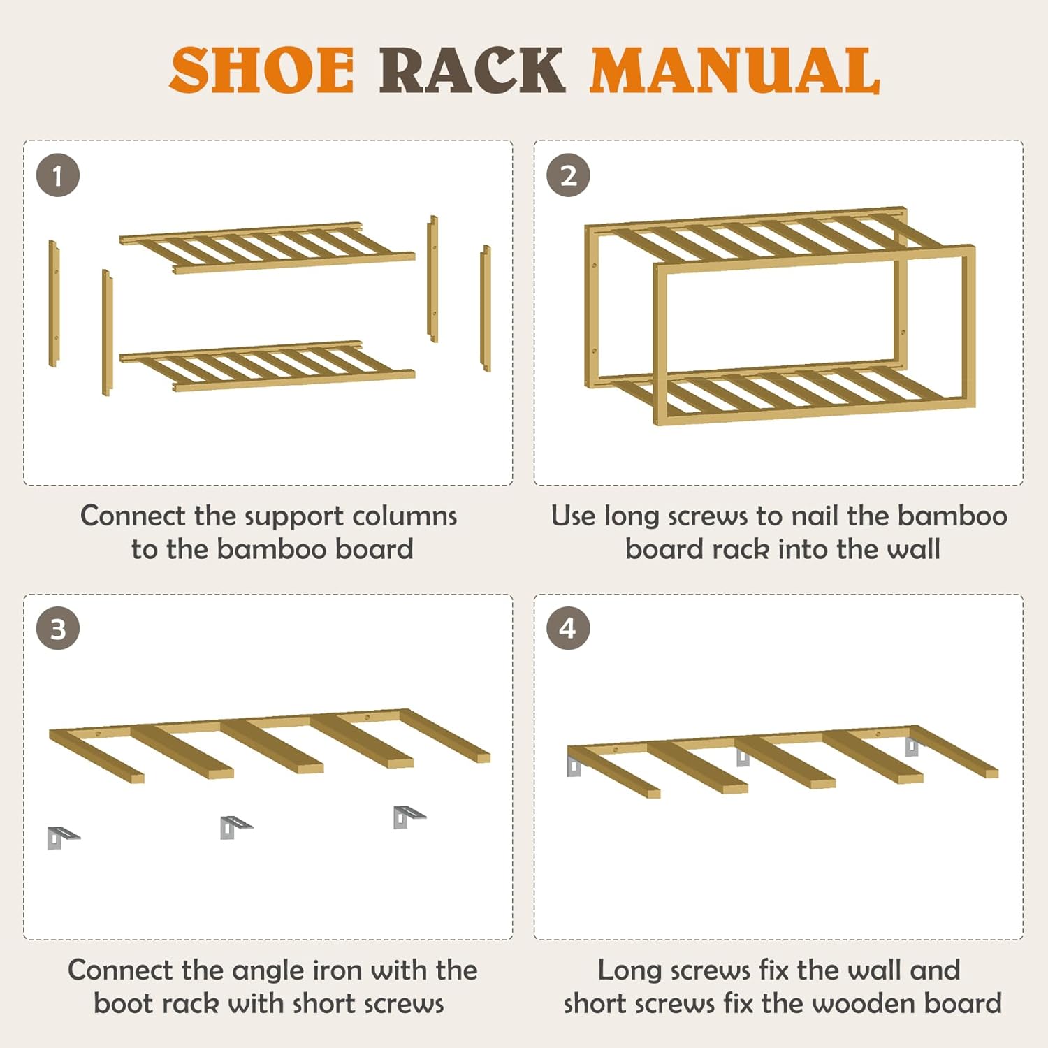 JAYOBGO 3-Tier Floating Boot Holder Wall Mounted Shoe Rack