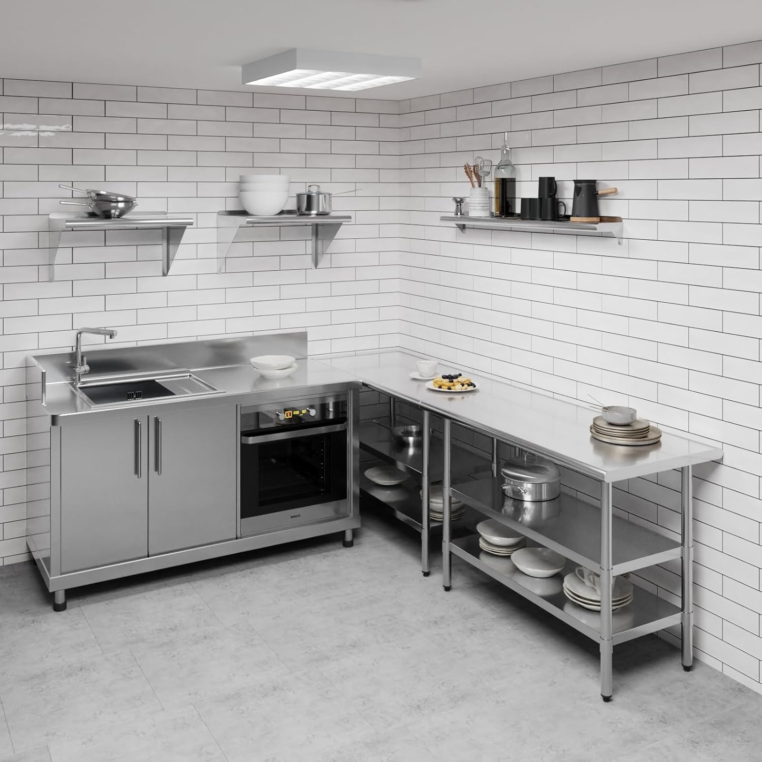 AmGood 6 X 48 Stainless Steel Wall Shelf