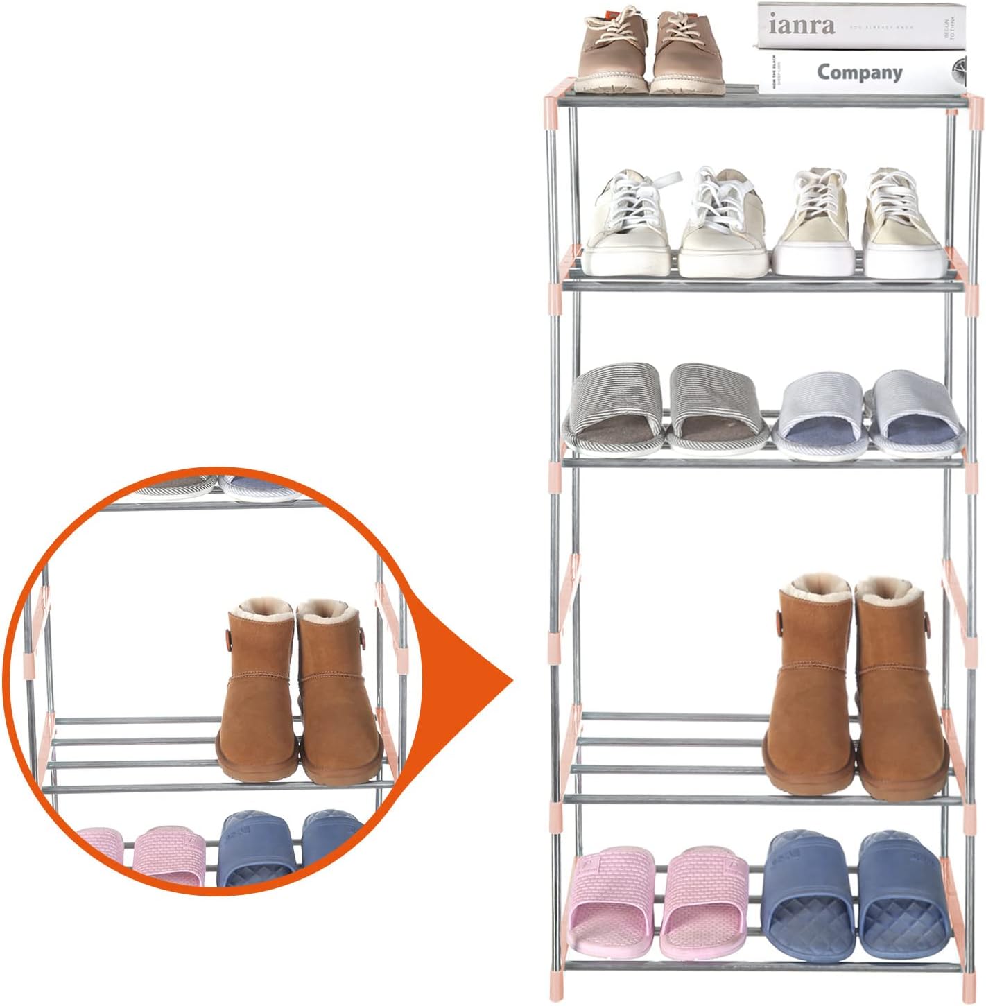 Small Pink Shoe Rack 3-Tier Entryway Organizer