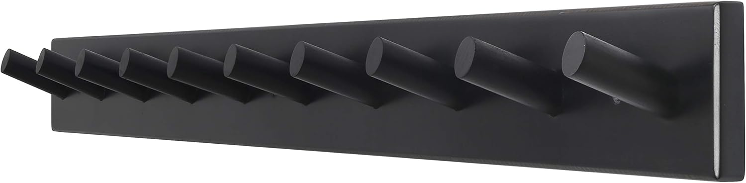 Dseap Wall Coat Rack with 10 Peg Hooks - Heavy Duty Black