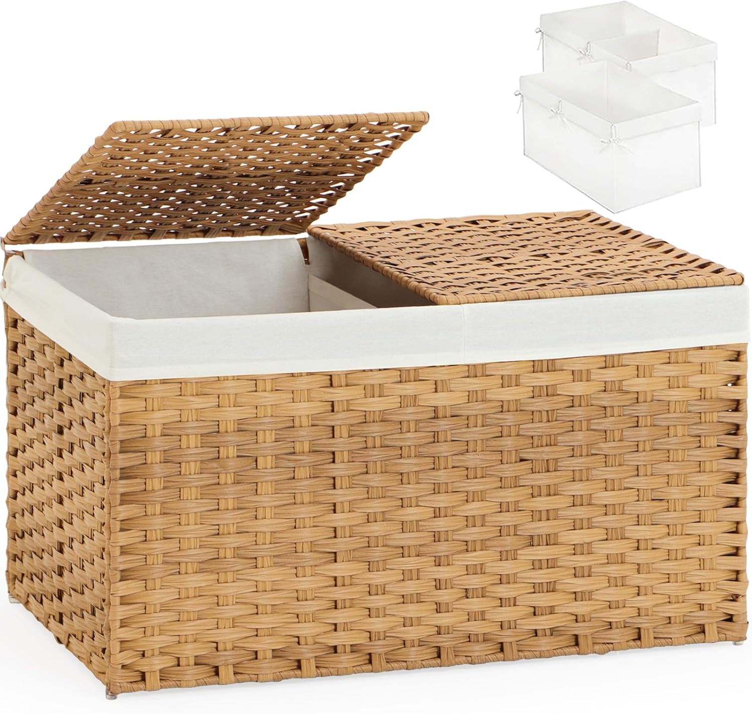 Storage Basket with Lid Rattan Woven 2 Lids 172 Gallon Foldable