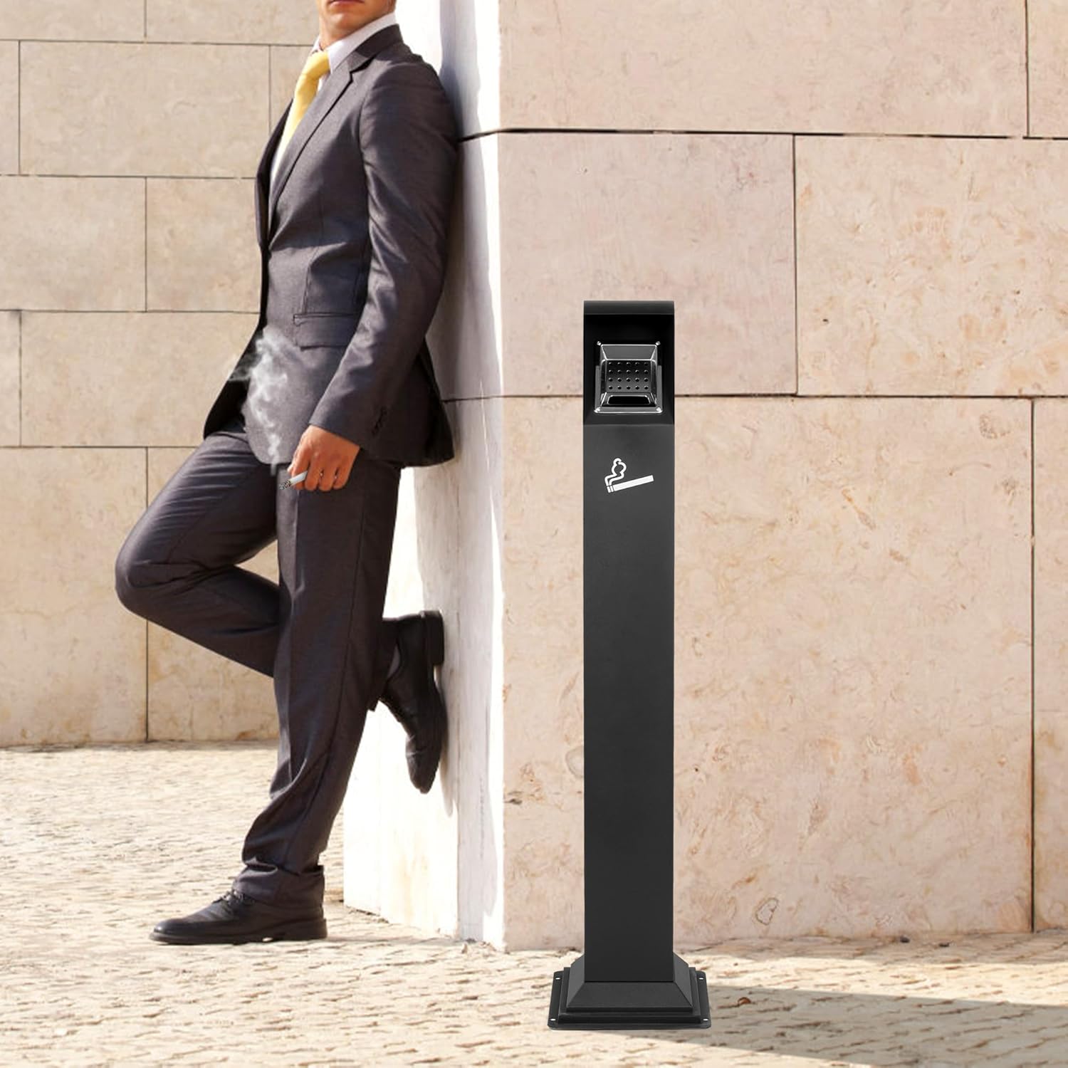 Sturdy Stainless Steel Outdoor Trash Can with Removable Inner Barrel