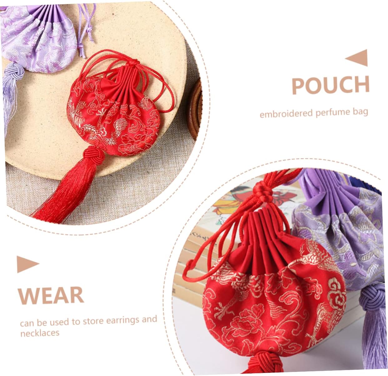 IMIKEYA Decorative Sachet Holder Bag Portable High Grade Chinlon Pouch for Chinese Festivals Holidays Weddings Birthdays