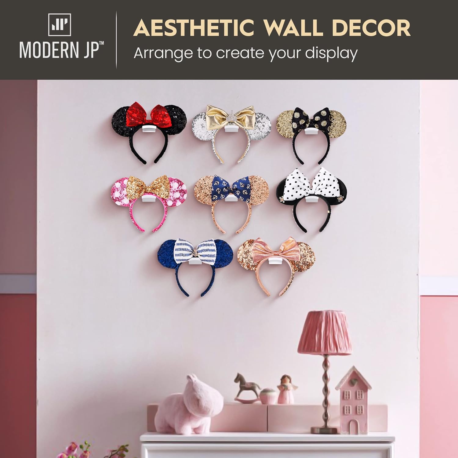 Modern JP Adhesive Hooks for Disney Ears 8-Pack - USA Patented White