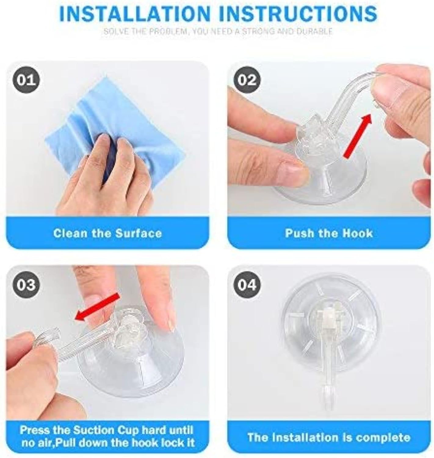 6 Pack Ultra Heavy Duty Suction Cup Hooks