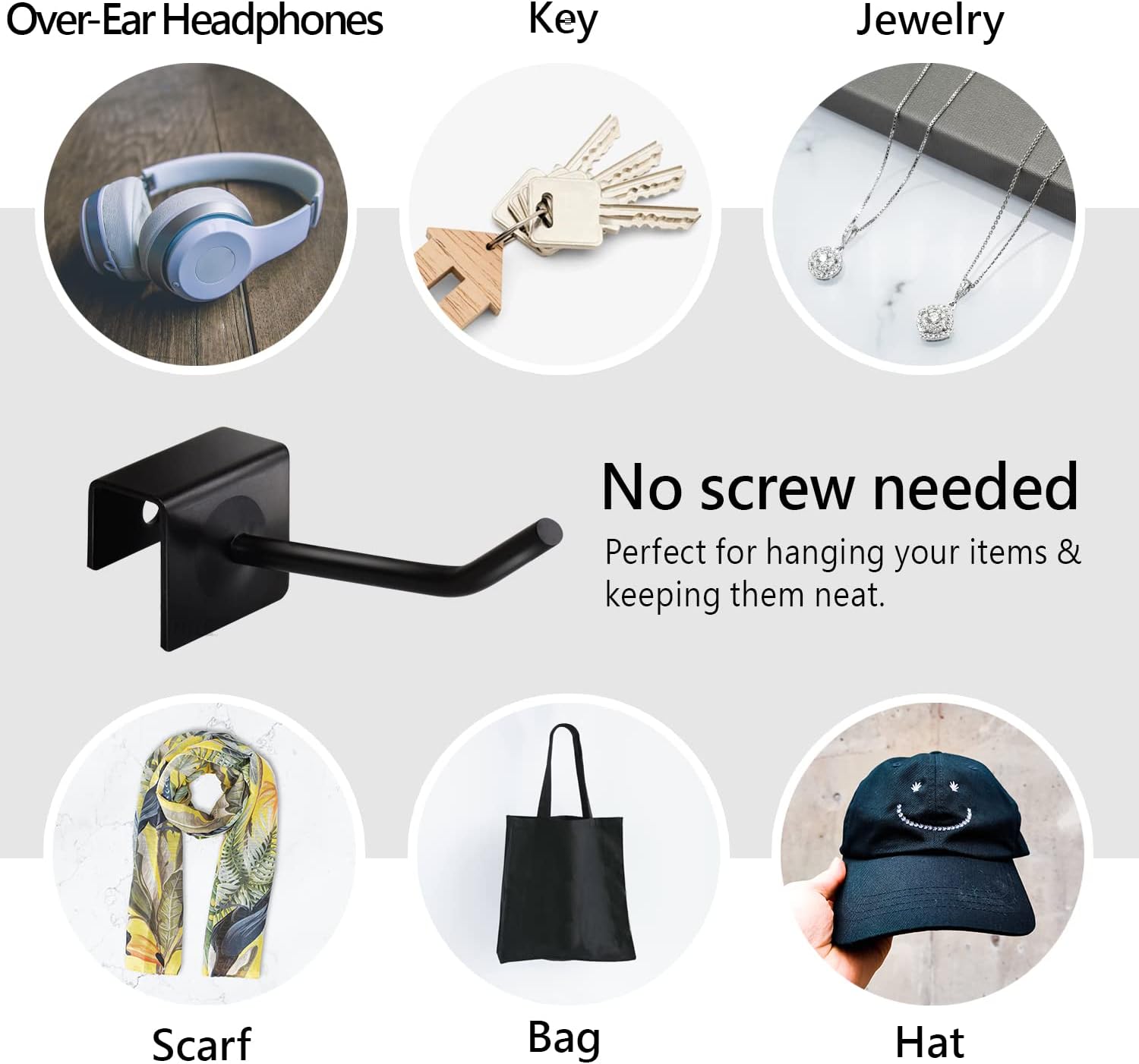Ikee Design 24 Pcs Wall Mounted Hooks Black