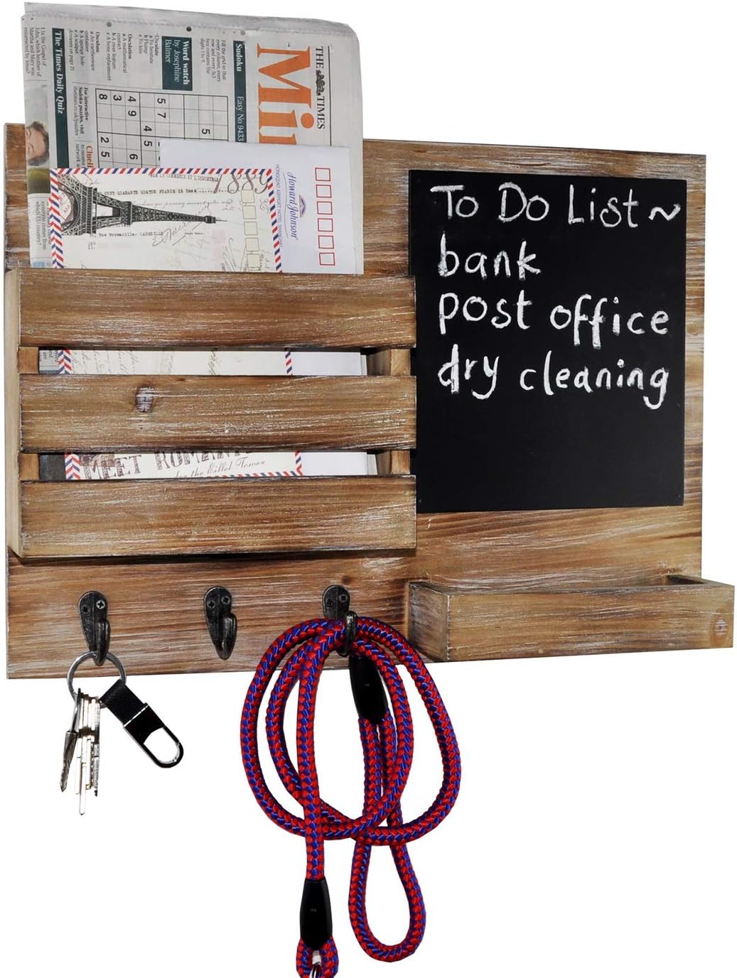 Rustic Key Hooks Holder with Chalkboard